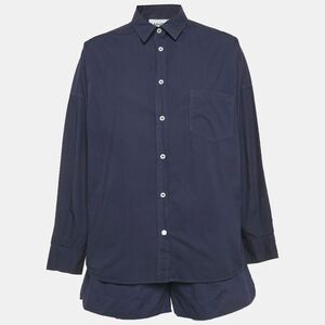 Lmnd Navy Blue Cotton Chiara Classic Shirt & Shorts Set M/s